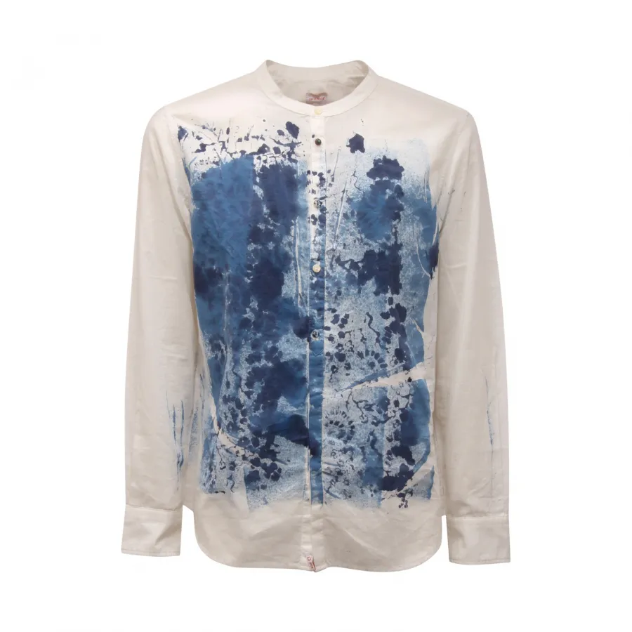 9692AQ camicia uomo OFFICINA36 man cotton shirt white/blue