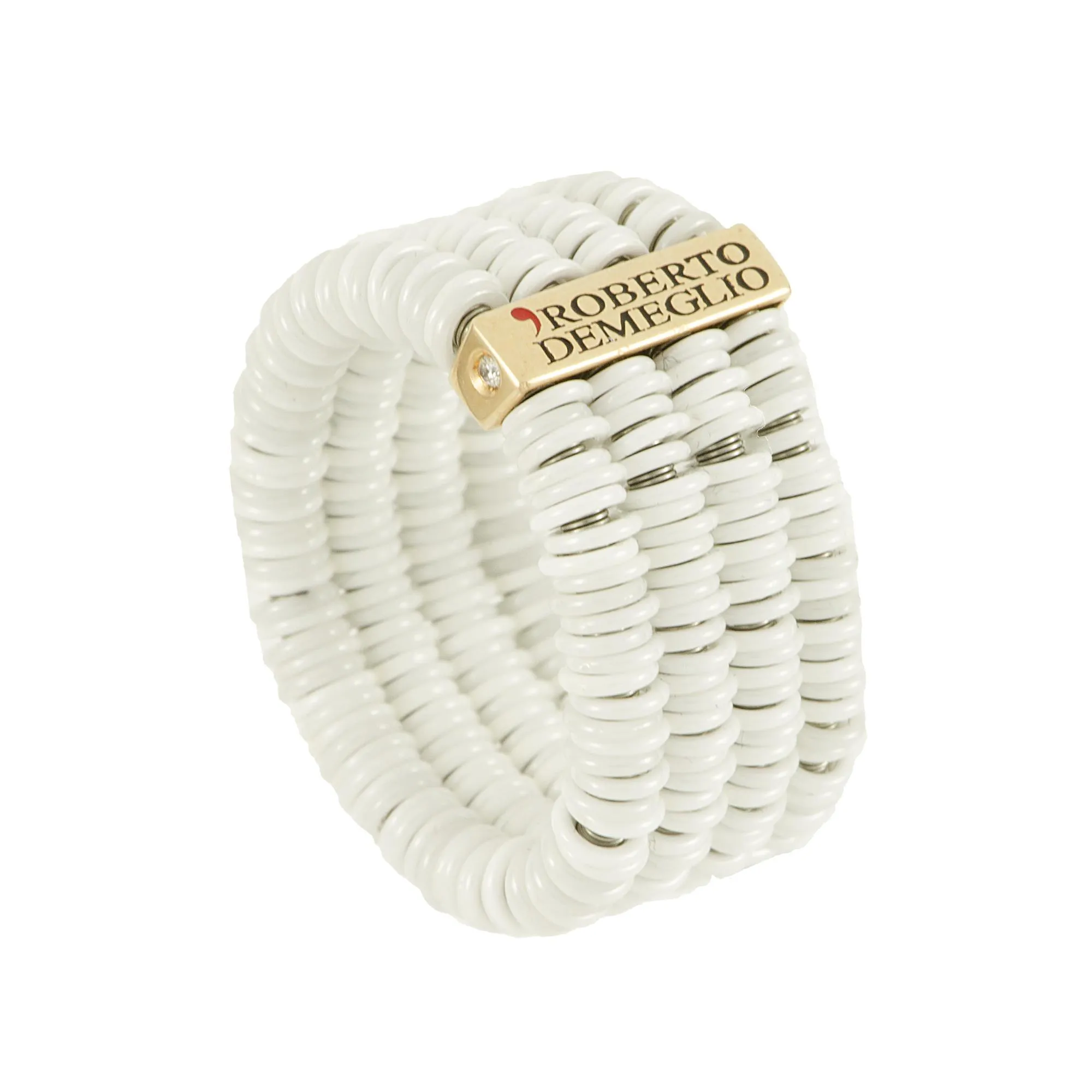 ANELLO IN ORO GIALLO E CERAMICA BIANCA