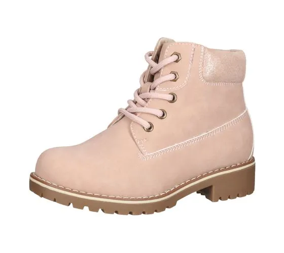 bama stivali per bambini, comodi stivaletti stringati per ragazze con punta rinforzata sul tallone 1083002 rosa