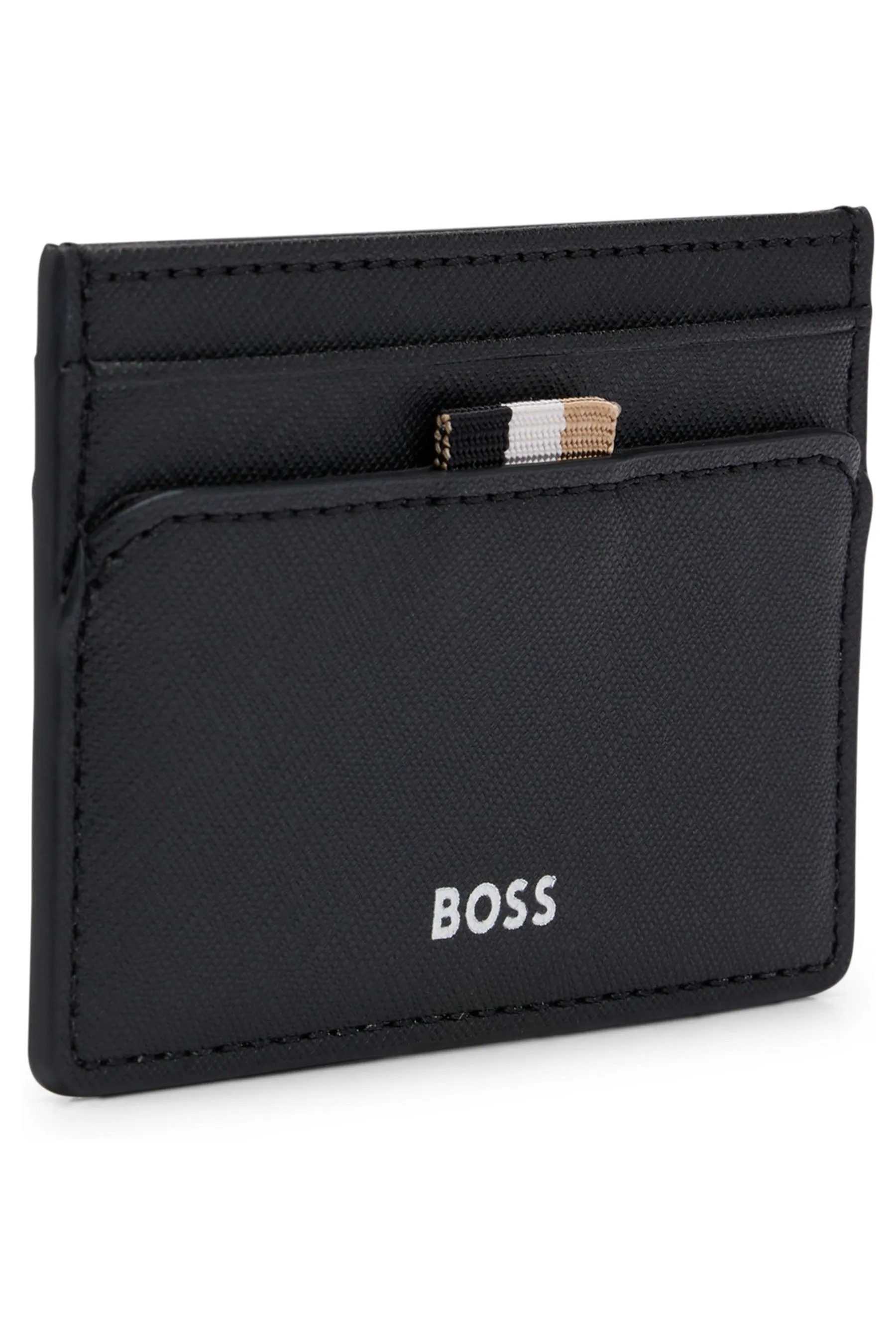 BOSS - Portacarte strutturato con Signature A righe e logo