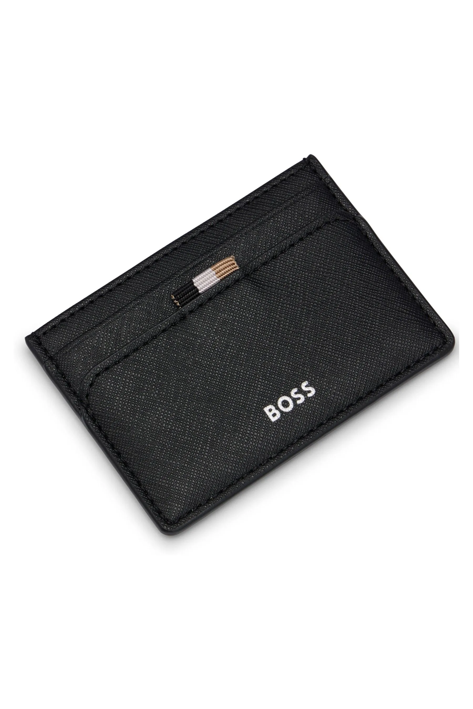 BOSS - Portacarte strutturato con Signature A righe e logo