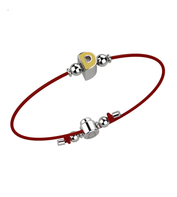 Bracciale Bambino Bambina Gioielli Nanan Bijou laccio rosso iniziale D argento nan0010d