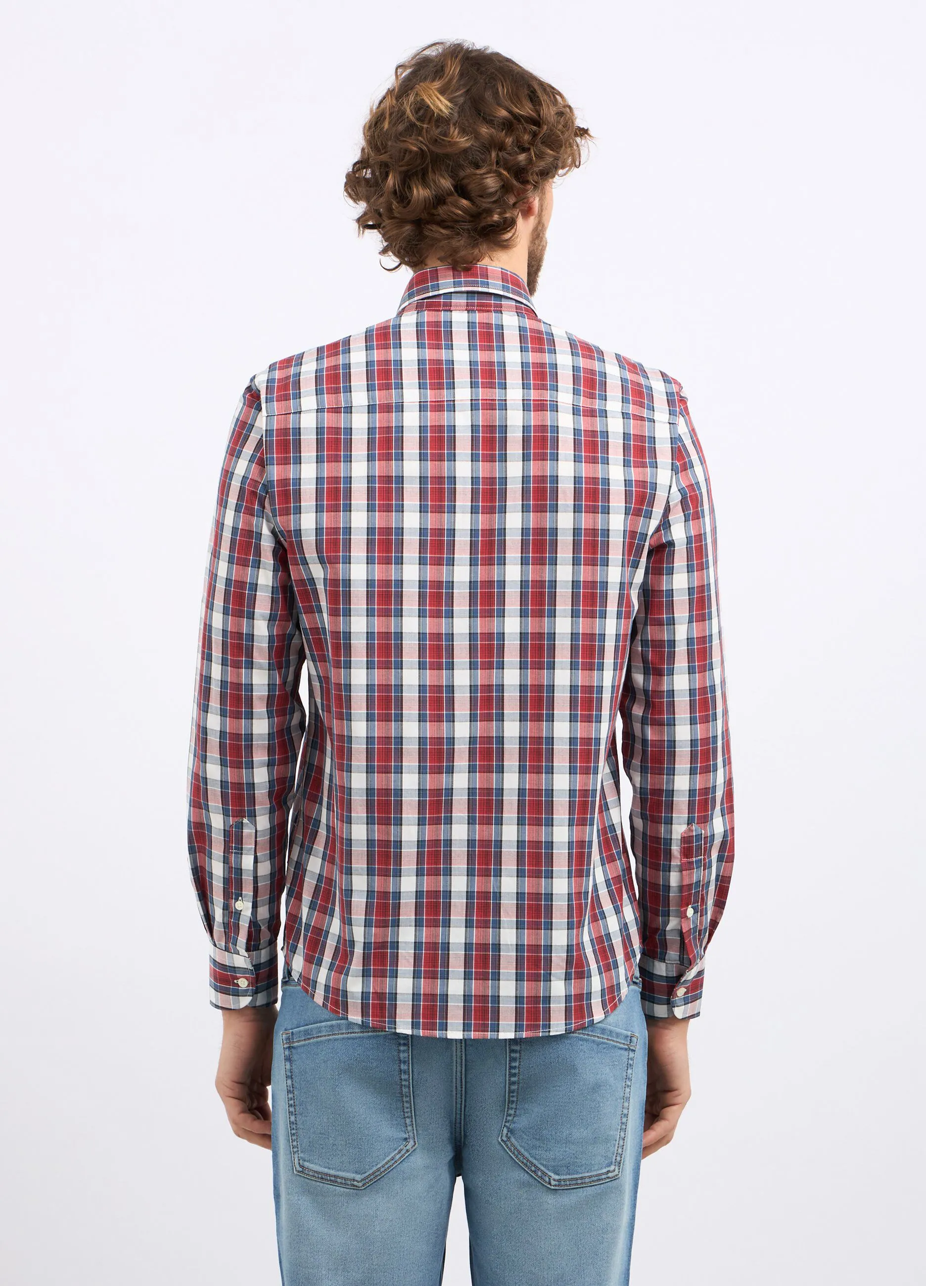 Camicia a quadri in misto cotone uomo