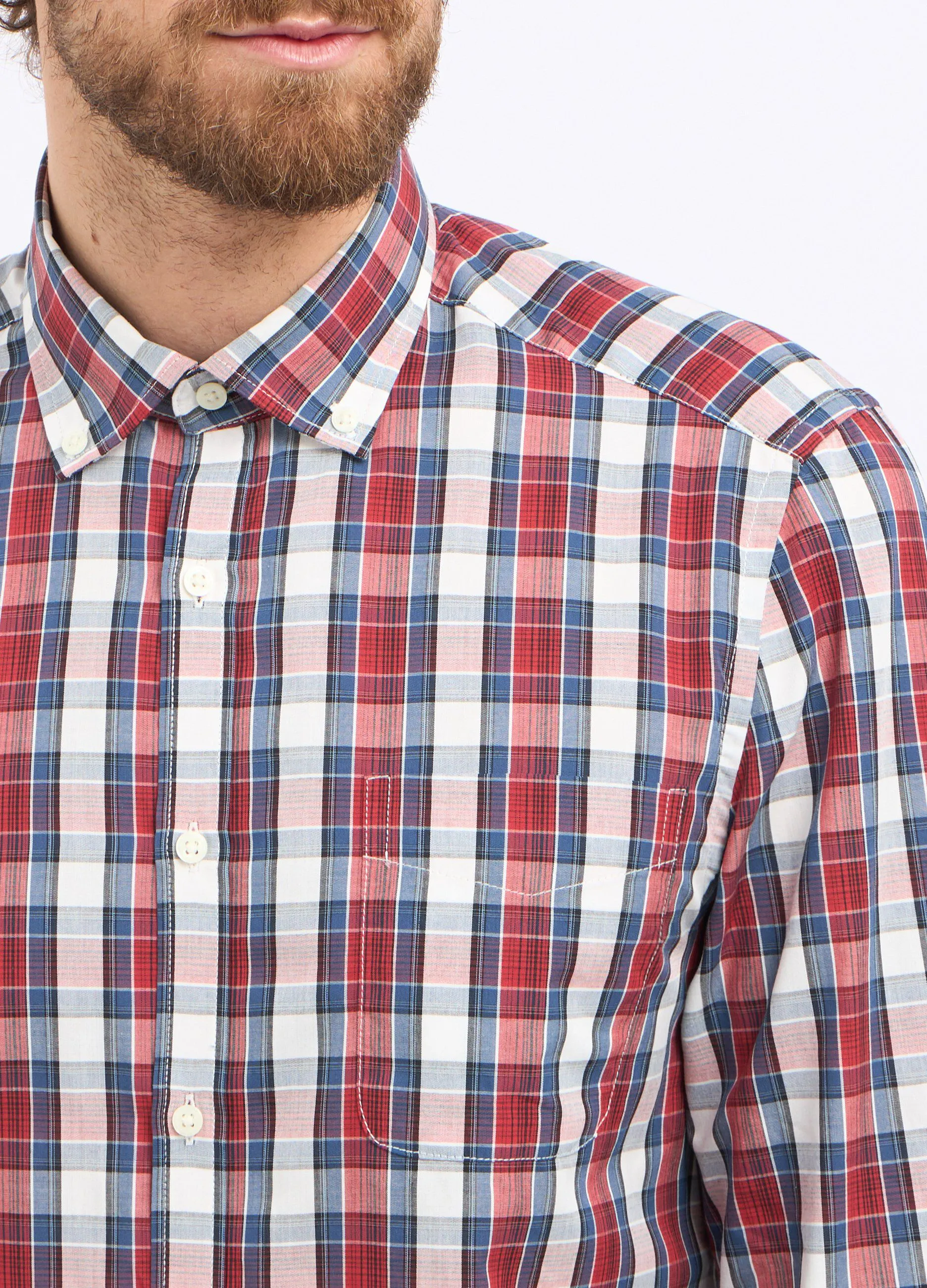 Camicia a quadri in misto cotone uomo