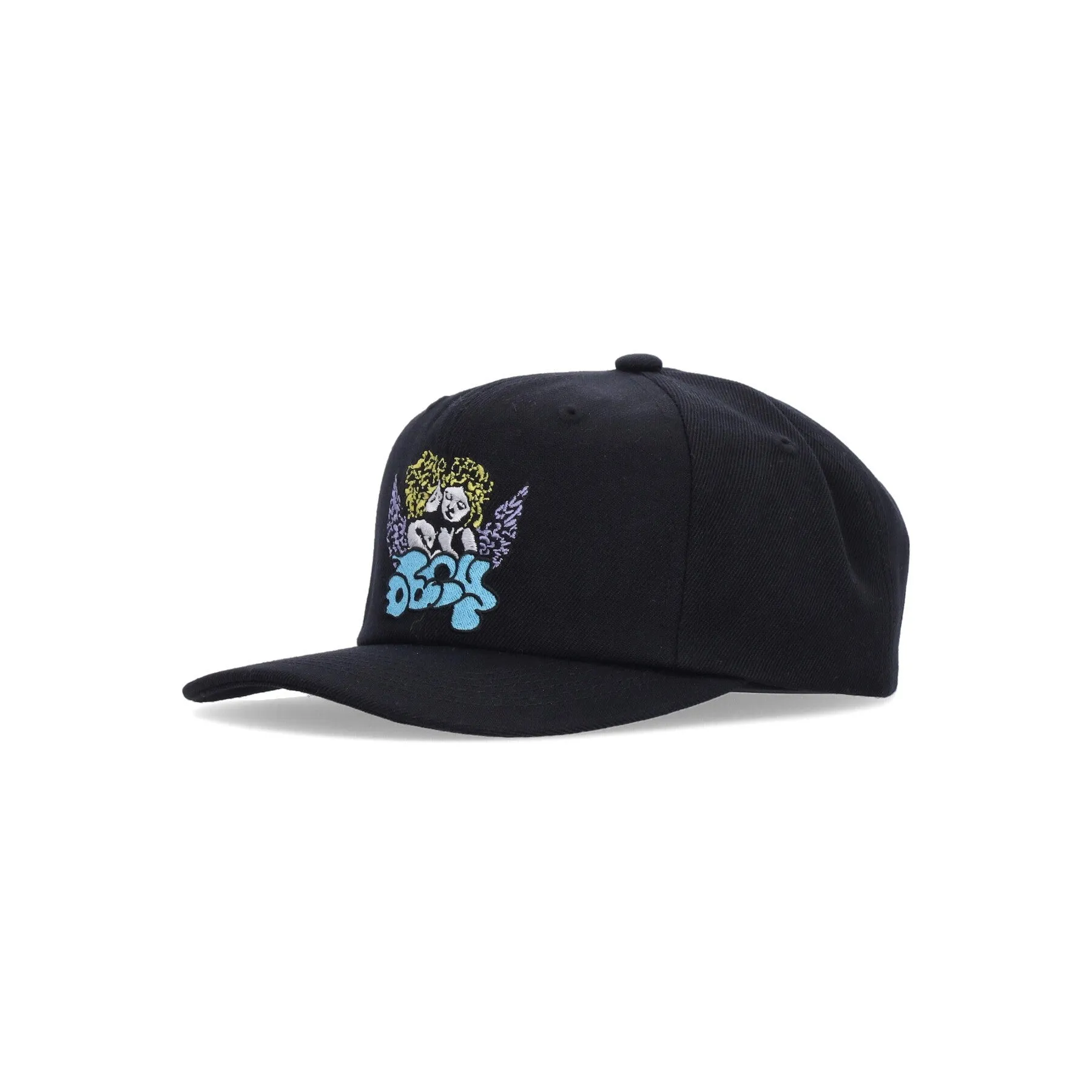 Cappellino Visiera Piatta Uomo Angel 6 Panel Snapback Black
