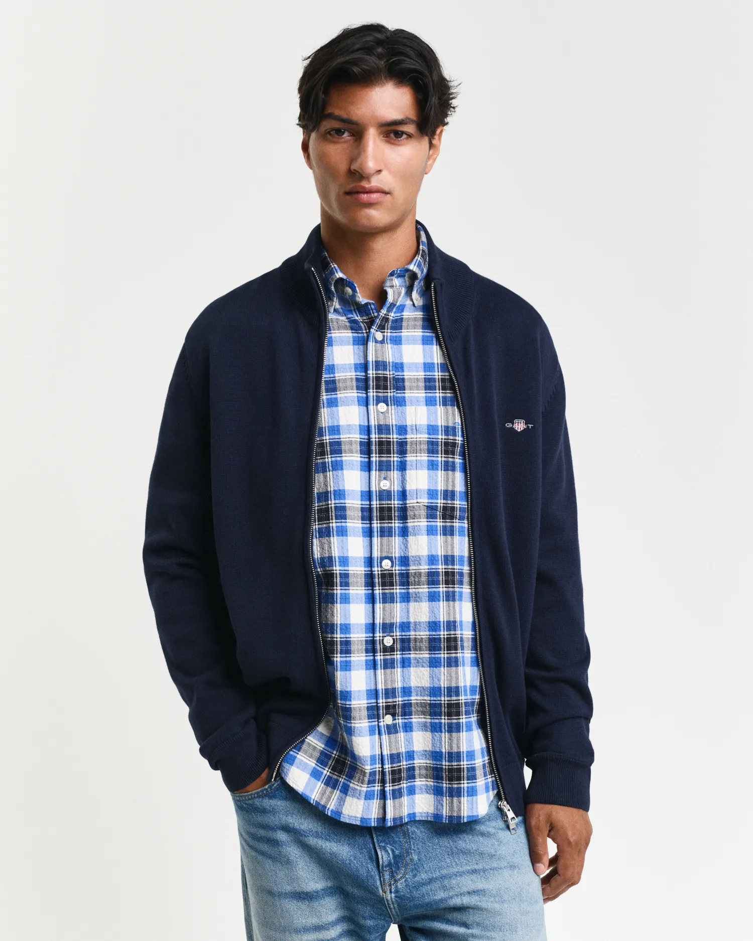 Cardigan Casual in cotone con zip    