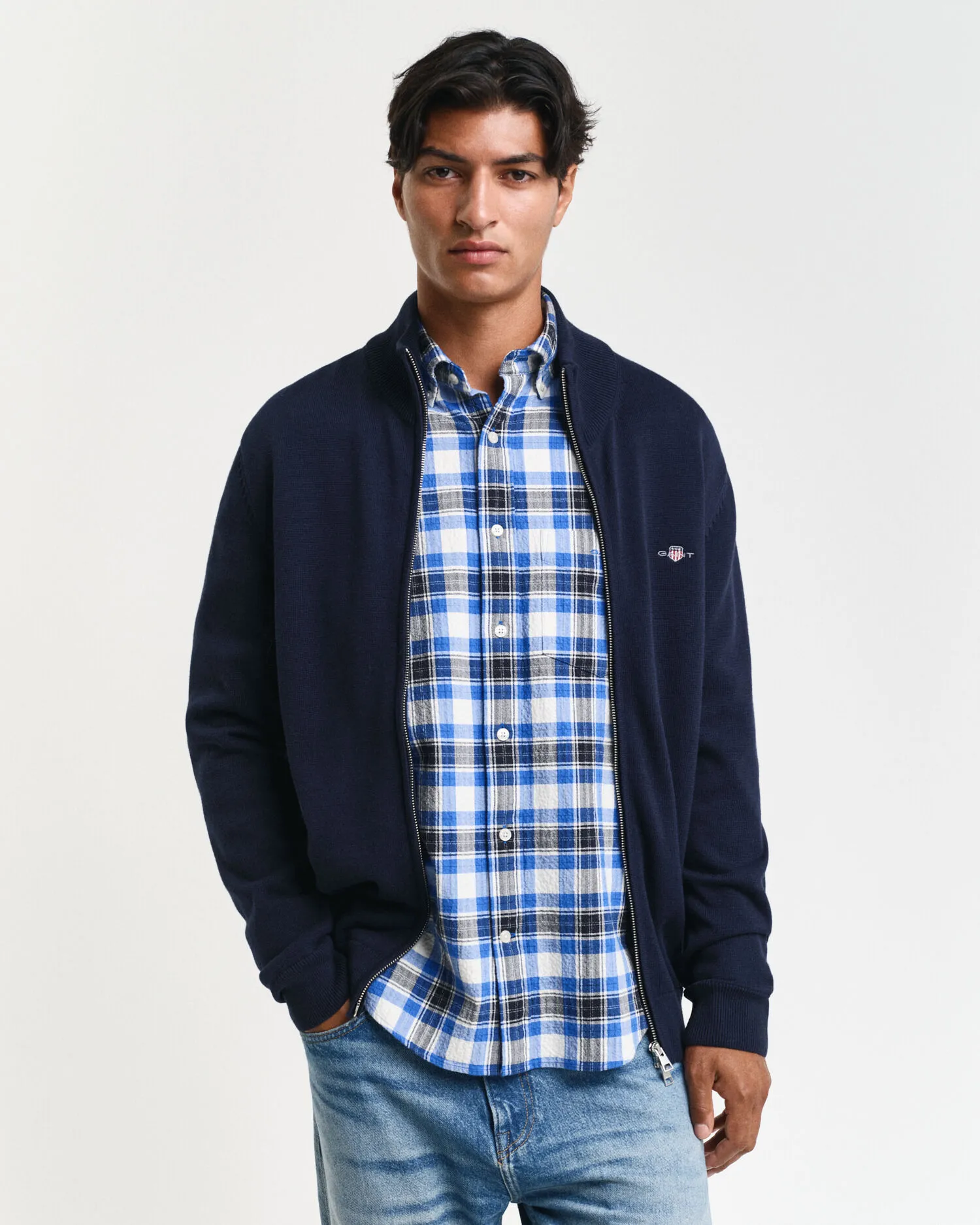 Cardigan Casual in cotone con zip    
