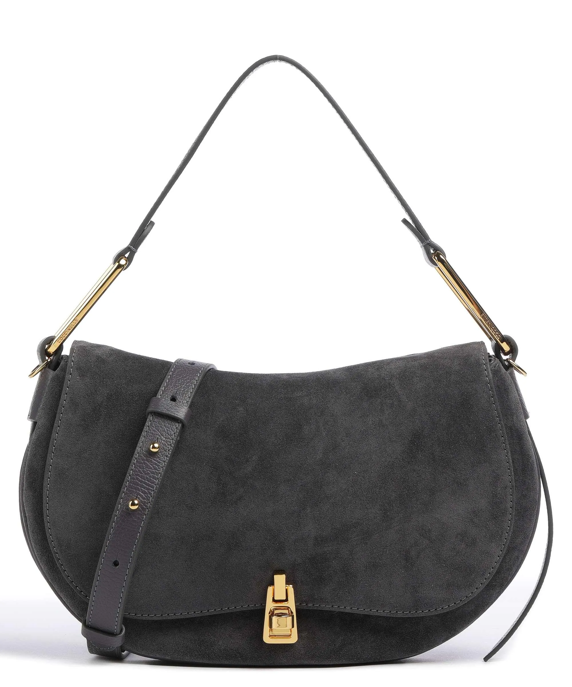  Coccinelle Magie Suede Borsa a spalla pelle bovina ruvida, pelle di vacchetta grana grigio scuro  