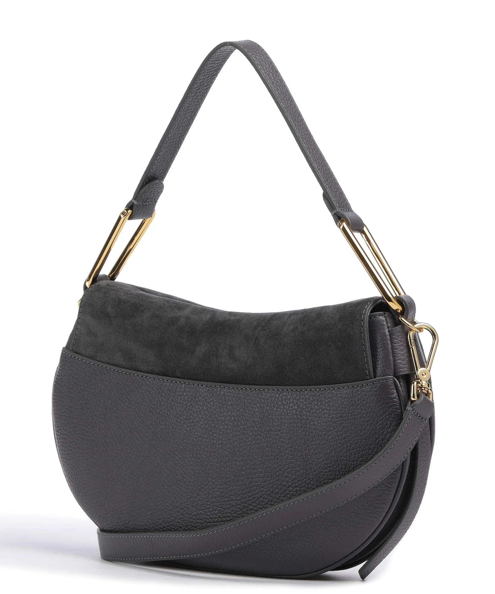  Coccinelle Magie Suede Borsa a spalla pelle bovina ruvida, pelle di vacchetta grana grigio scuro  