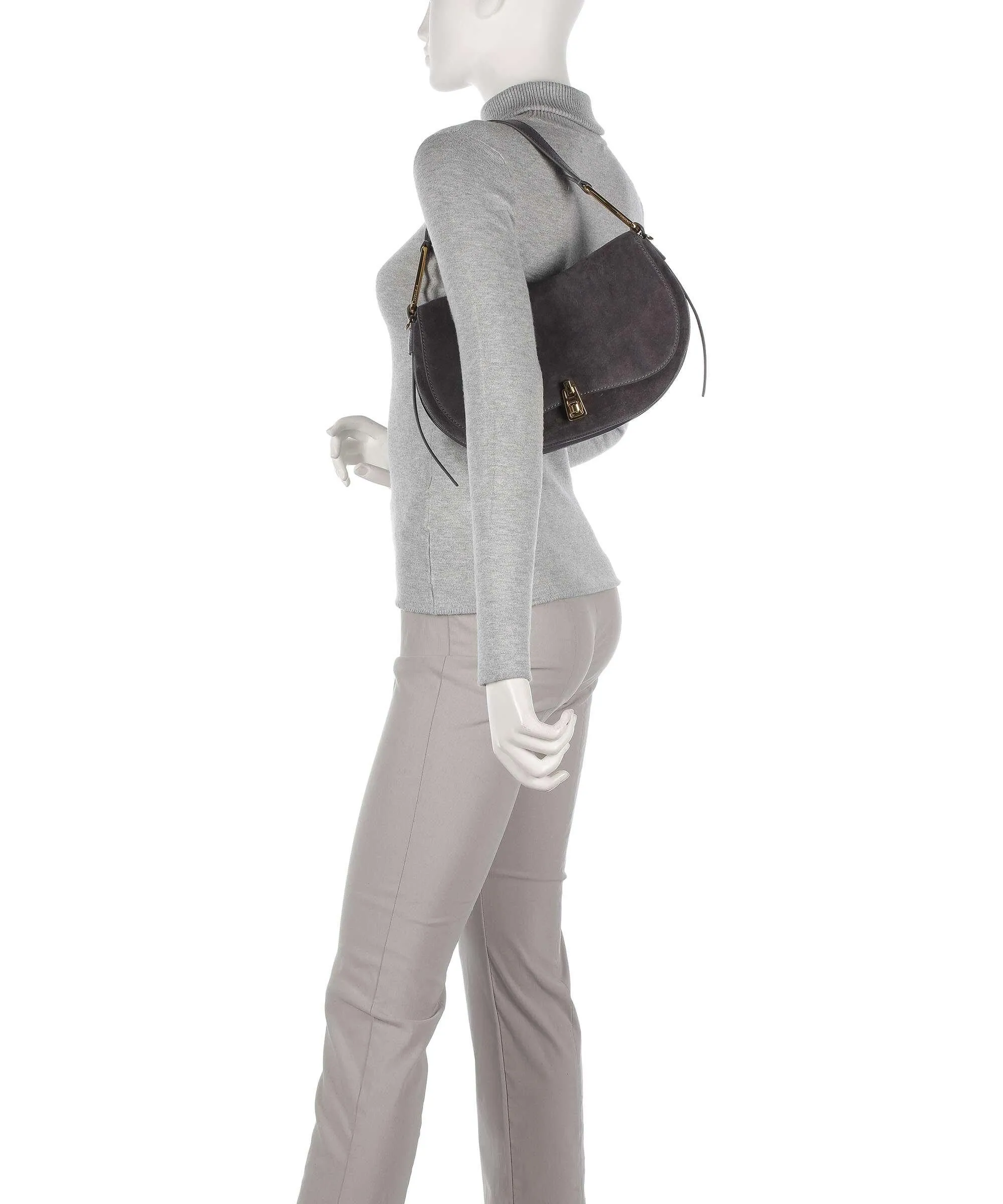  Coccinelle Magie Suede Borsa a spalla pelle bovina ruvida, pelle di vacchetta grana grigio scuro  