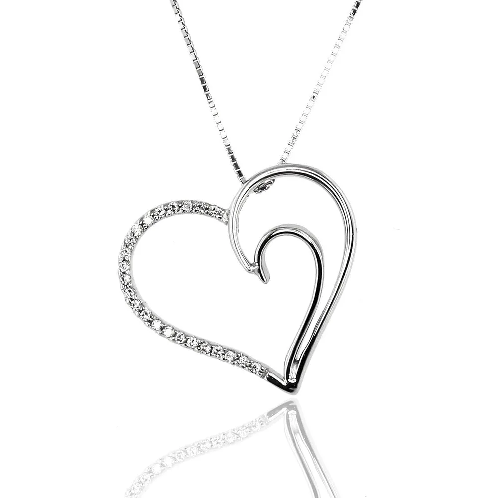 Collana Cuore in Oro Bianco e Diamanti