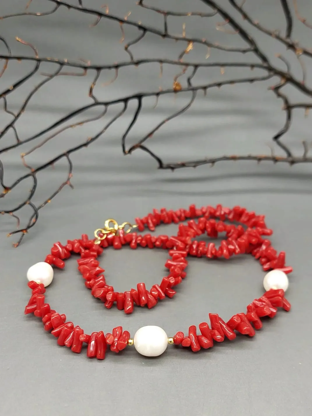 Collana di corallo rosso modello “Cupolini”