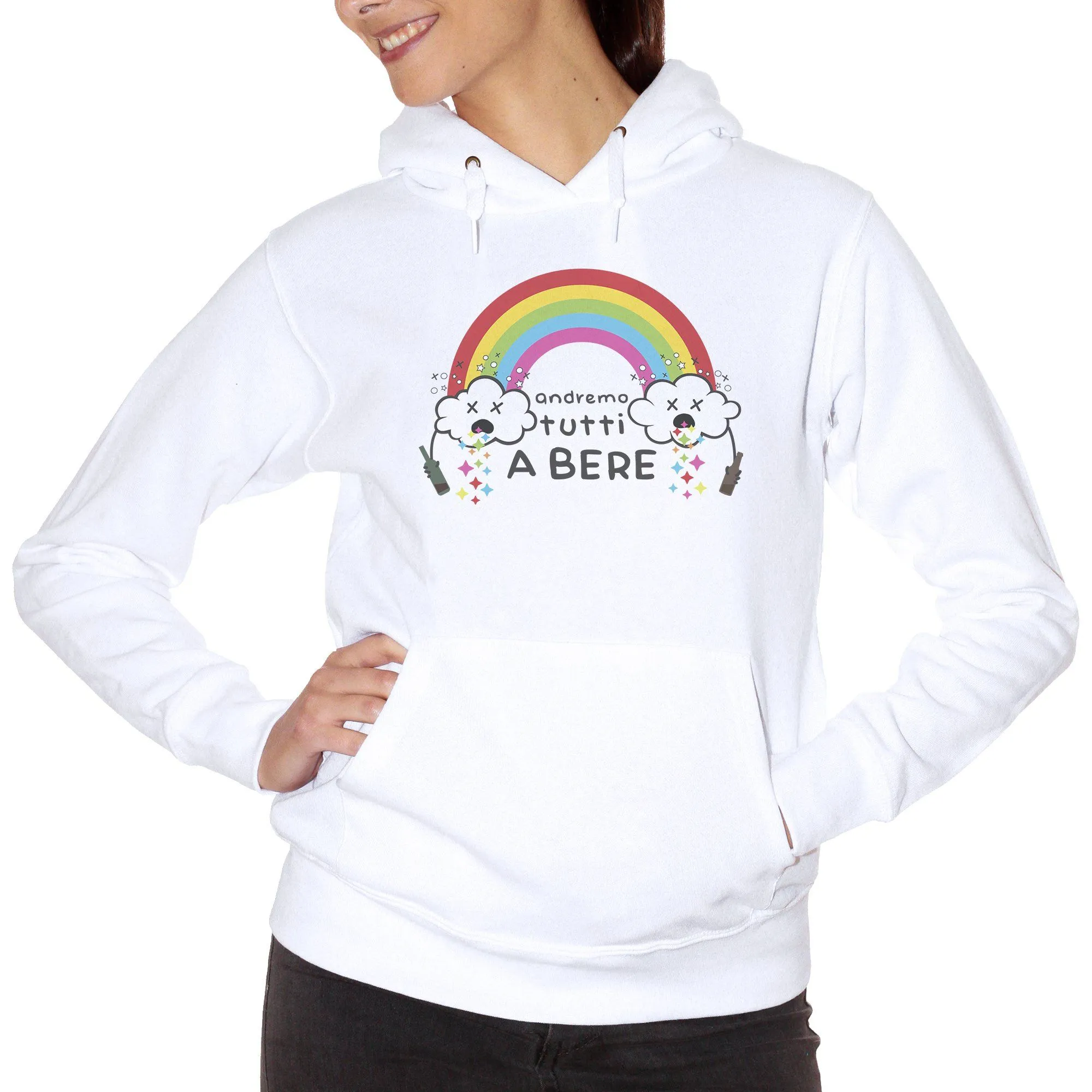 Felpa Cappuccio Andremo Tutti A Bere - Frase Divertente Lockdown Bevute - Funny Choose ur color