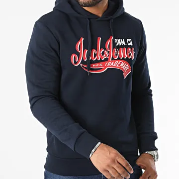 Felpa con cappuccio con logo blu navy