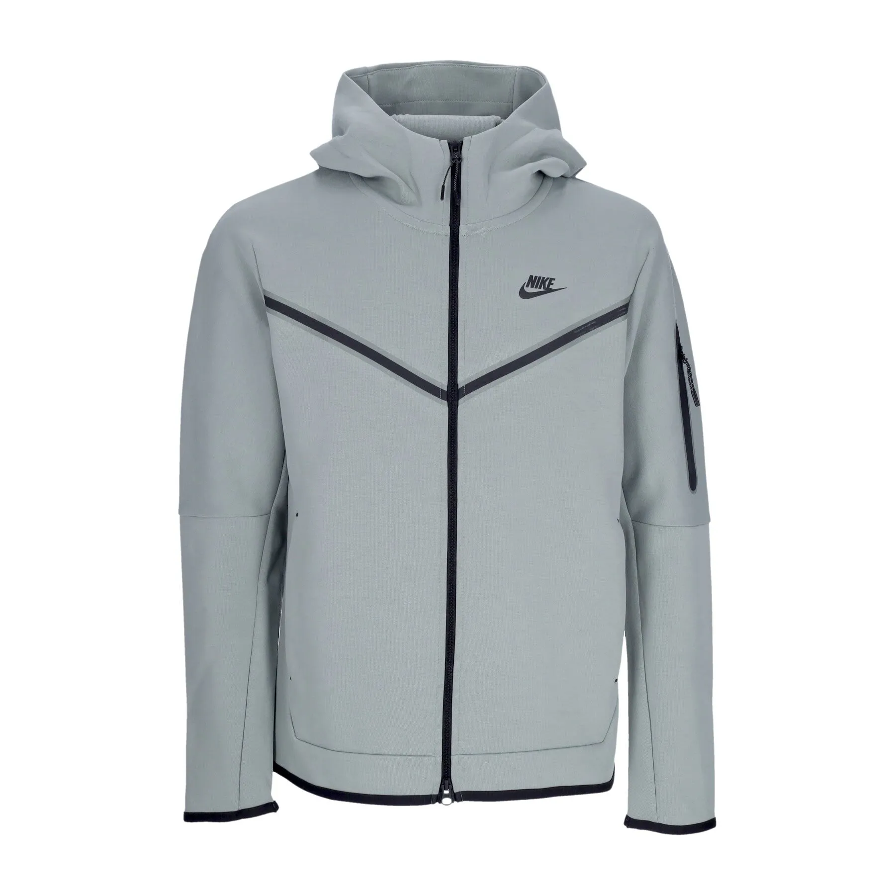 Felpa Leggera Cappuccio Zip Uomo Sportswear Tech Fleece Hoodie Mica Green/black