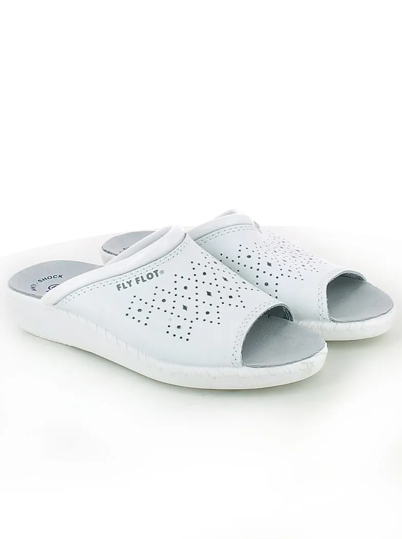 Fly Flot  Ciabatta in Pelle Bianca Traforata 