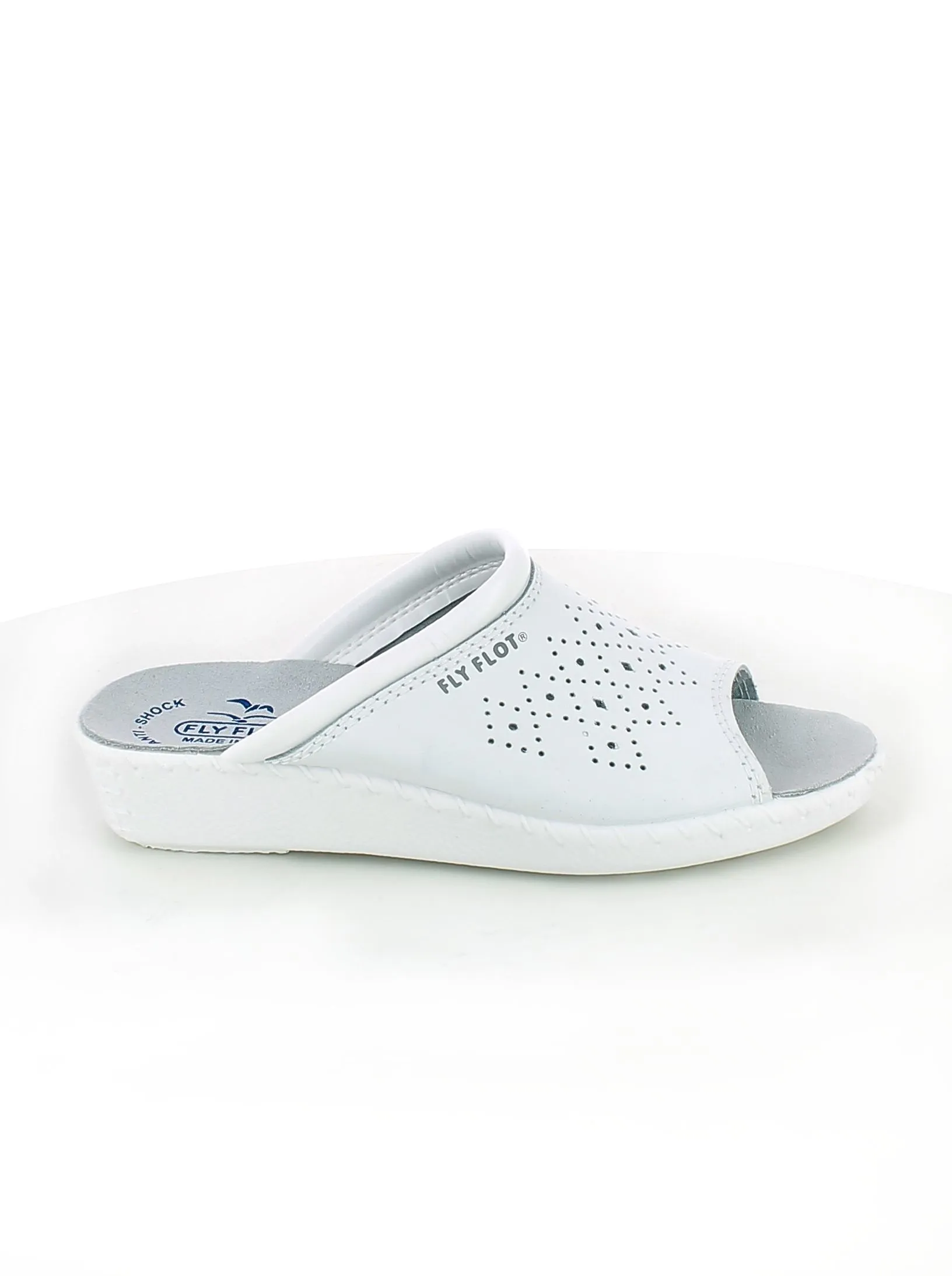 Fly Flot  Ciabatta in Pelle Bianca Traforata 