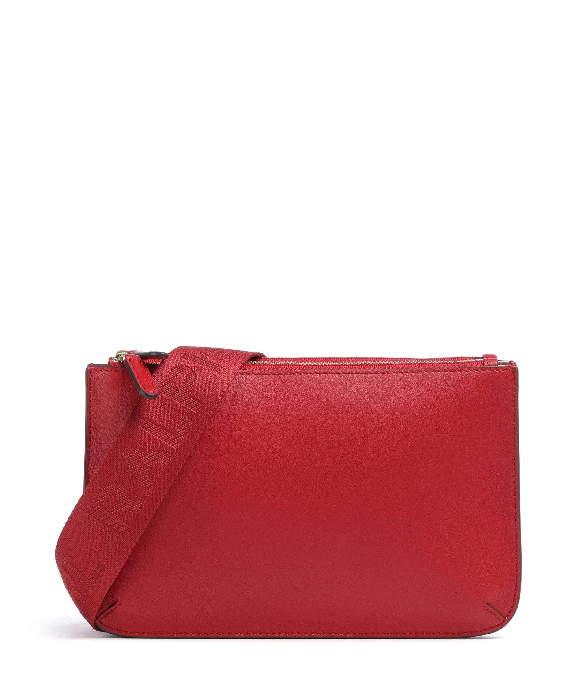  Lauren Ralph Lauren Landyn Medium Borsa a tracolla pelle di vacchetta finemente grana rosso  