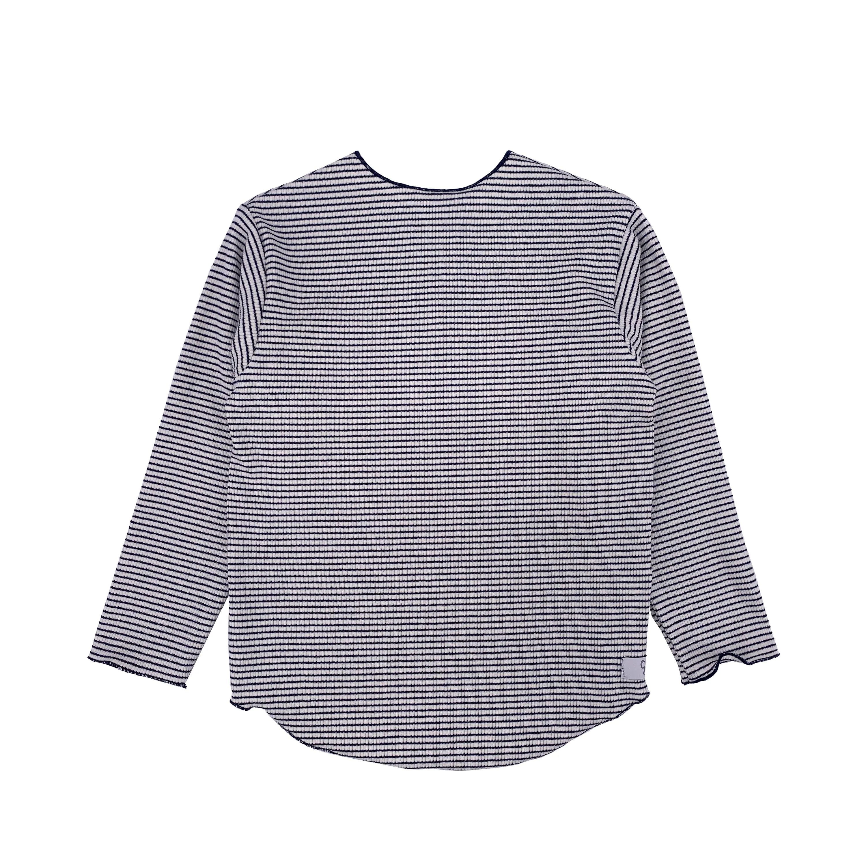 Maglia serafino a costine rigata blu per neonati e bambini