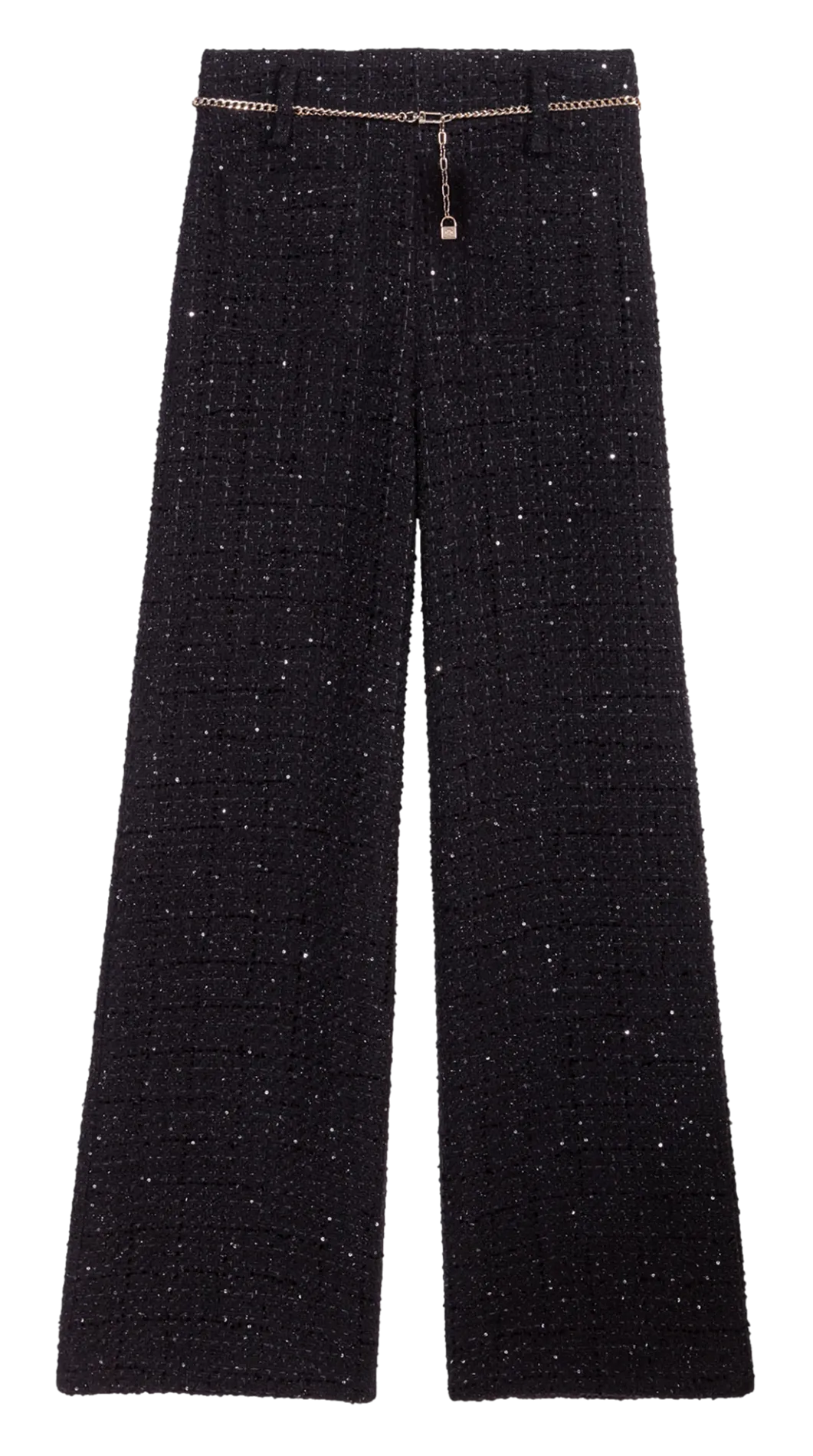  MAJE   Pantaloni dritti in tweed lucido | Nero