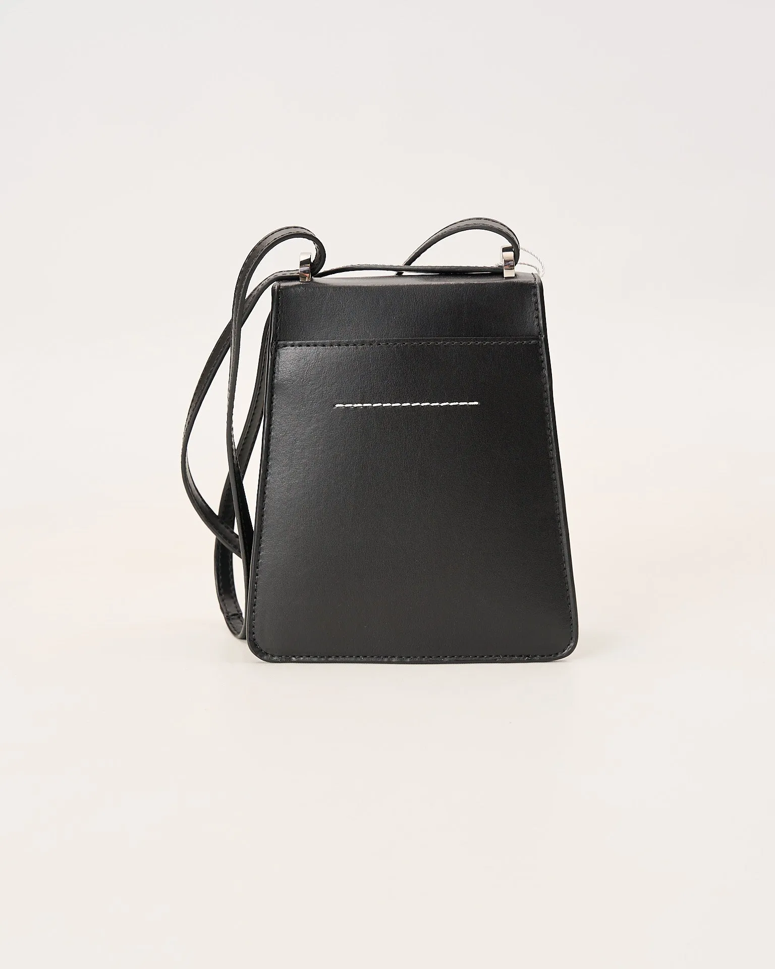 MM6 Margiela tracollina nera logo metallo satinato