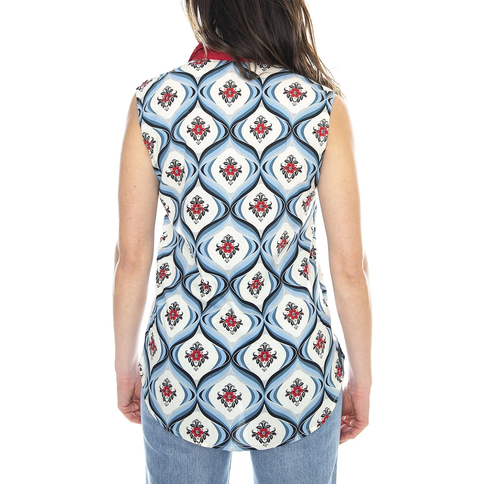 Motel Rocks Matica Shirt - Retro Tile - Camicia Smanicata Donna Multicolore    