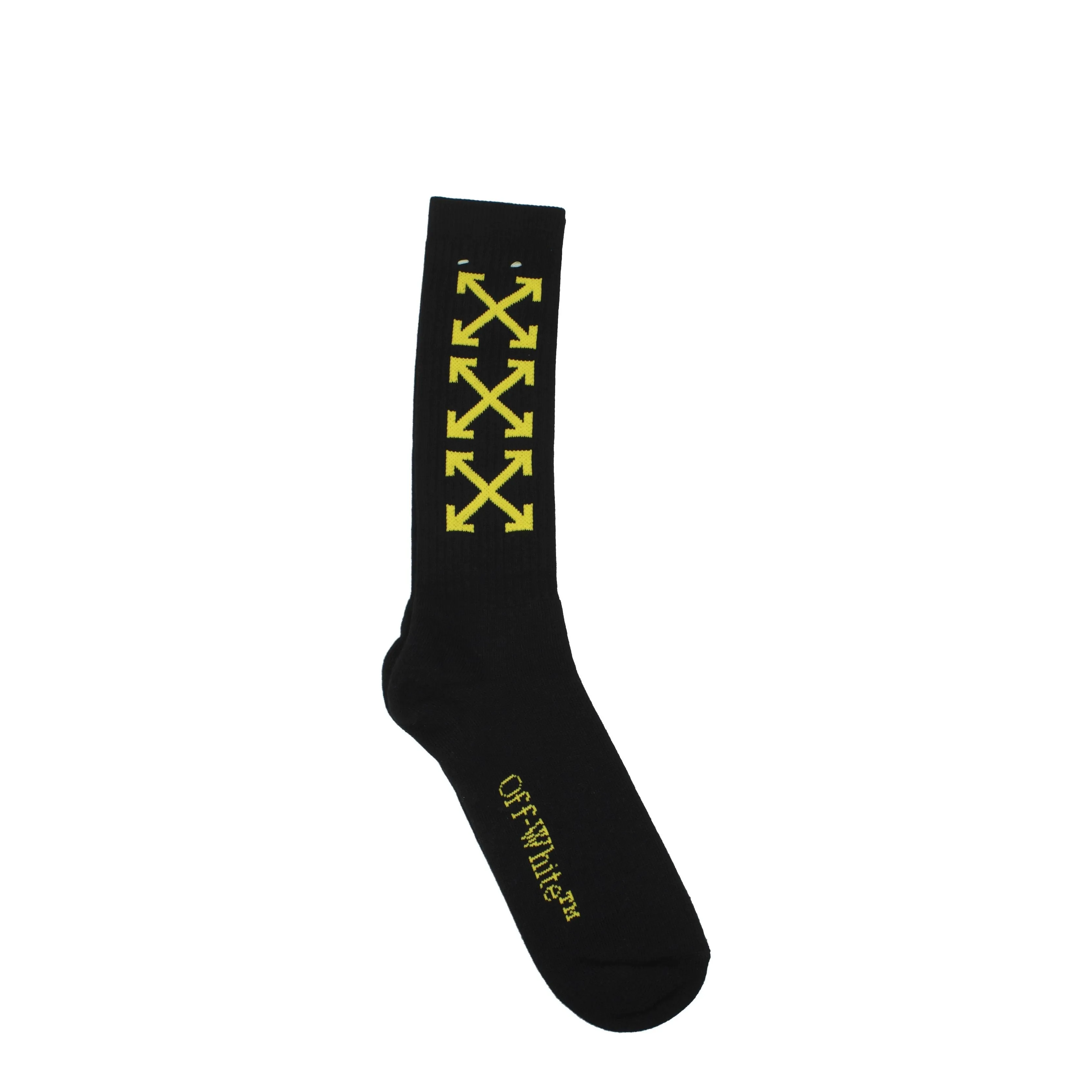 Off-White Calze e Calzini Uomo Cotone Nero/Giallo