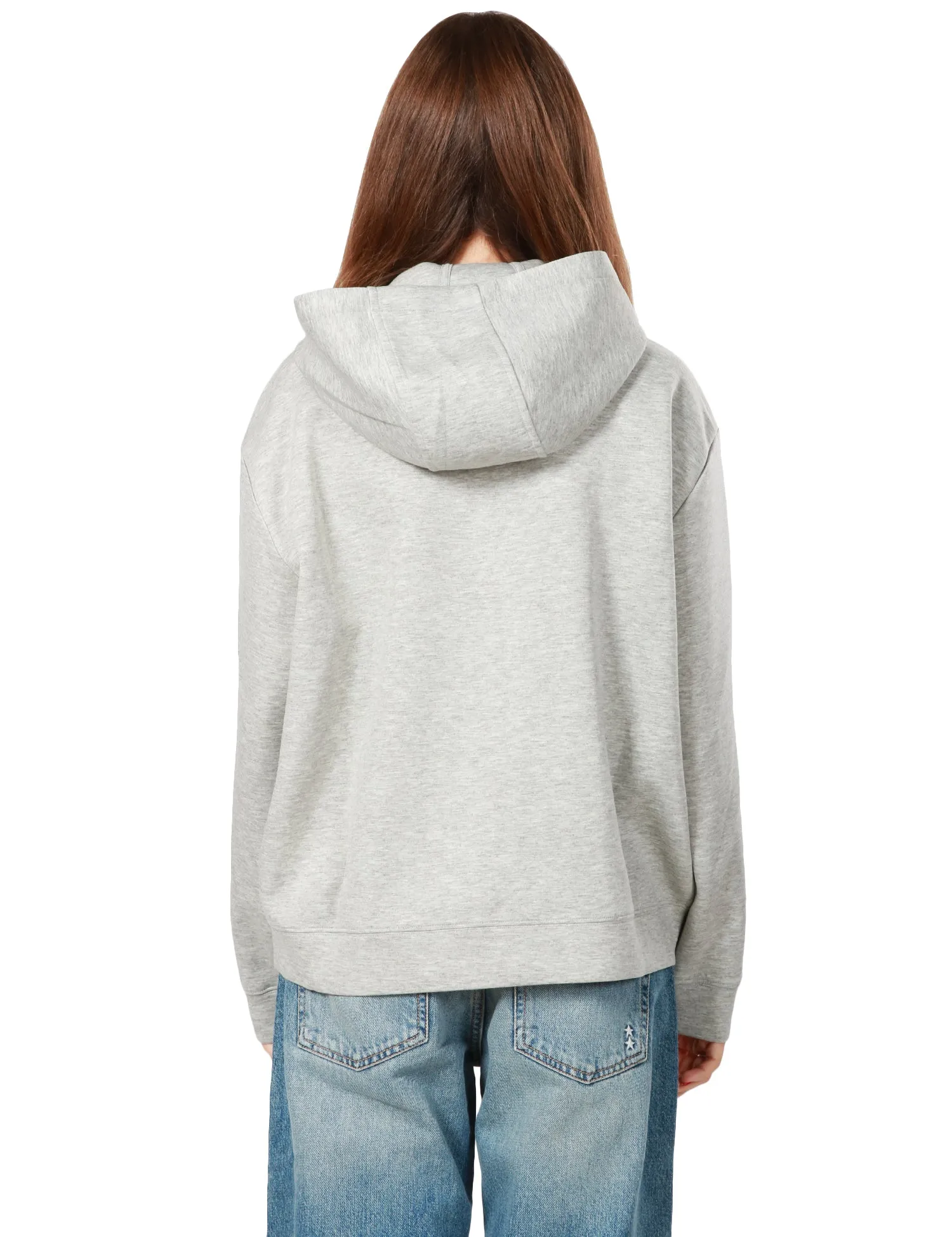PINKO FELPA DONNA PINKO GRIGIO CHIARO IN JERSEY CON ZIP, CAPPUCCIO E MOTIVO LOVE BIRDS IN STRASS