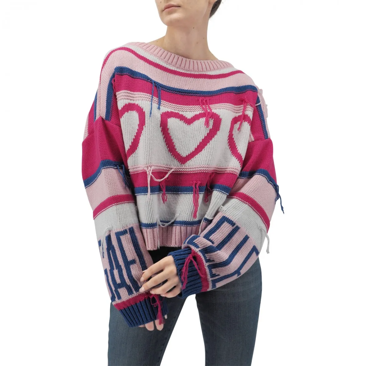 Pullover Cropped Con Logo A Intarsio
