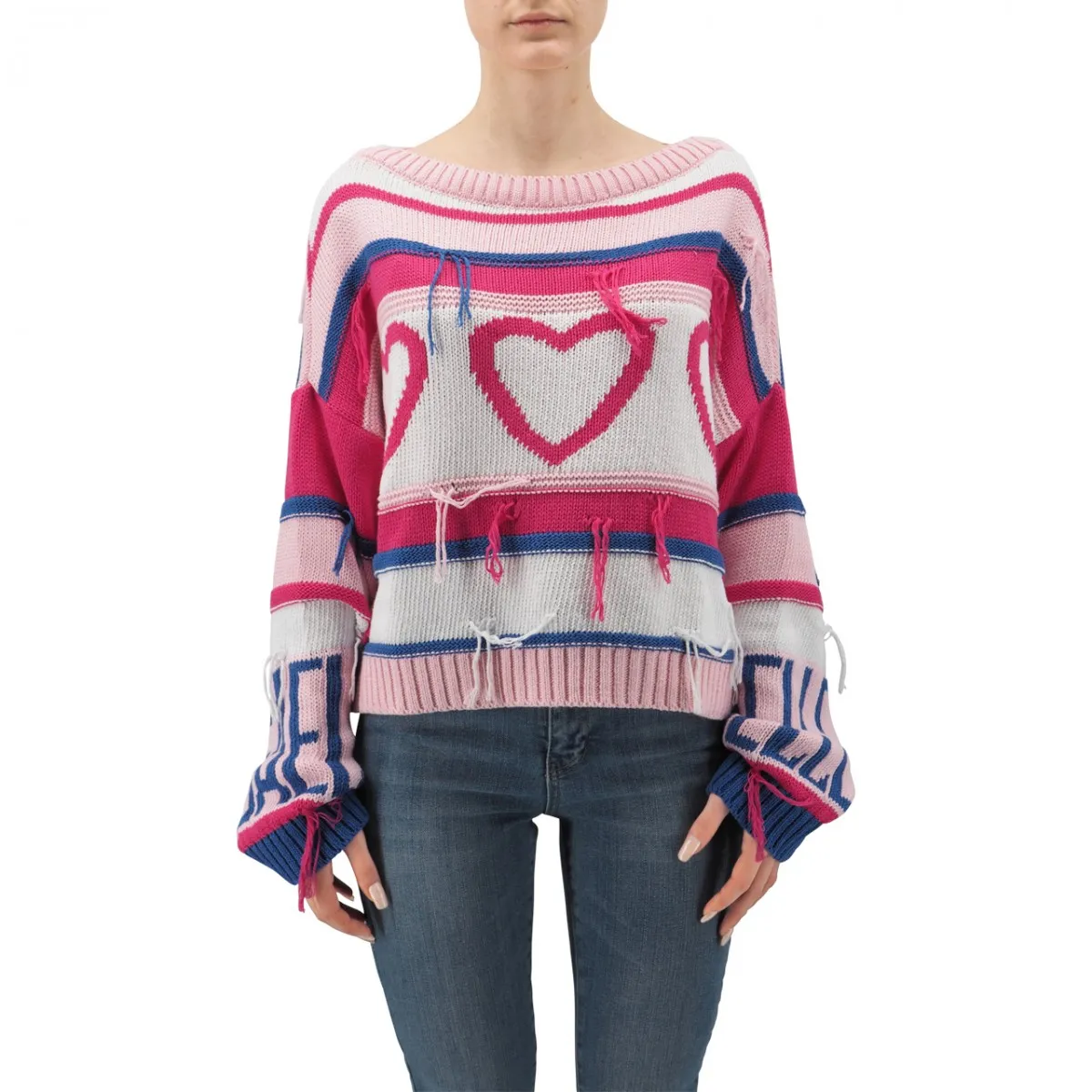 Pullover Cropped Con Logo A Intarsio