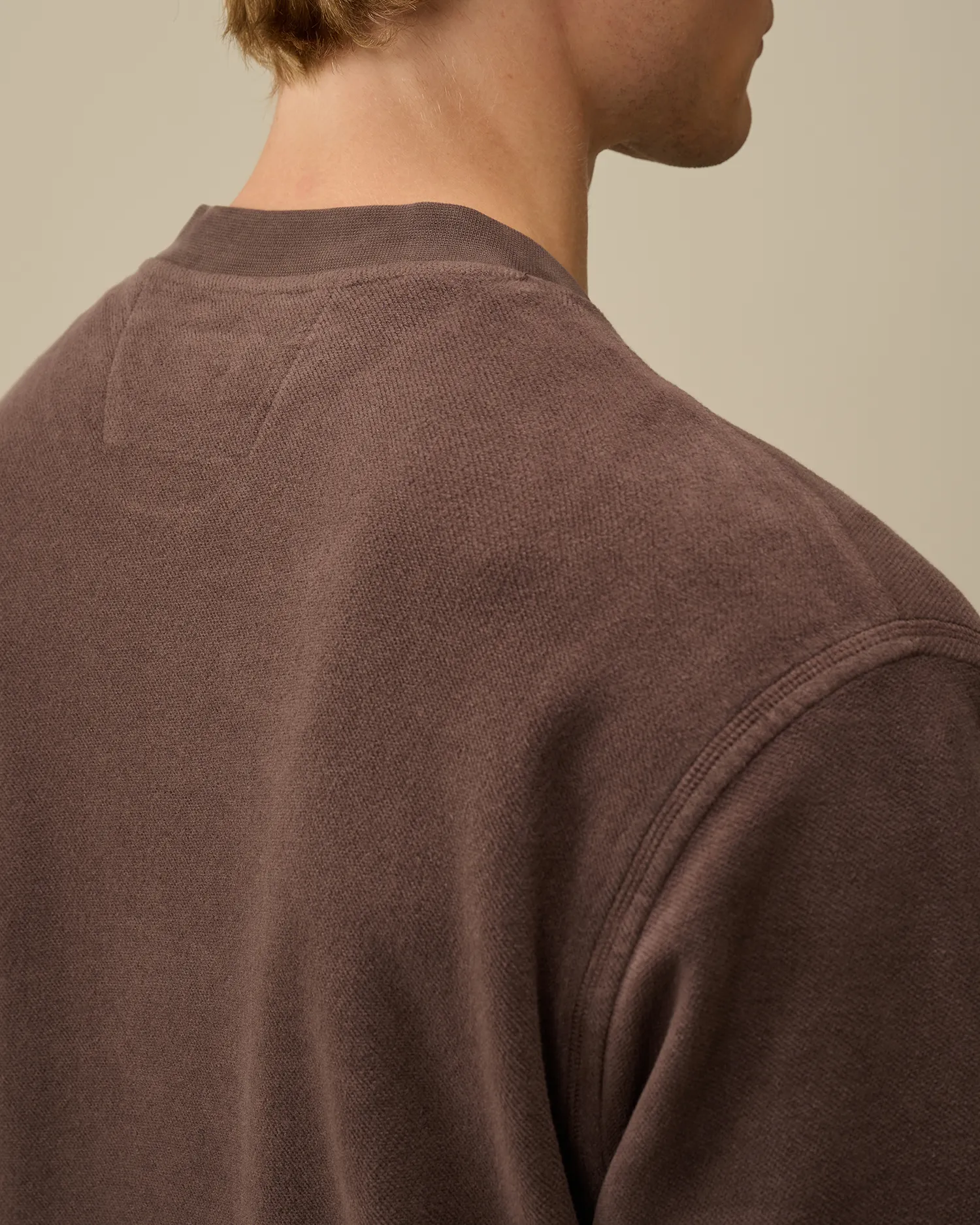 Reverse Brushed & Emerized Diagonal Fleece Crewneck Sweatshirt
