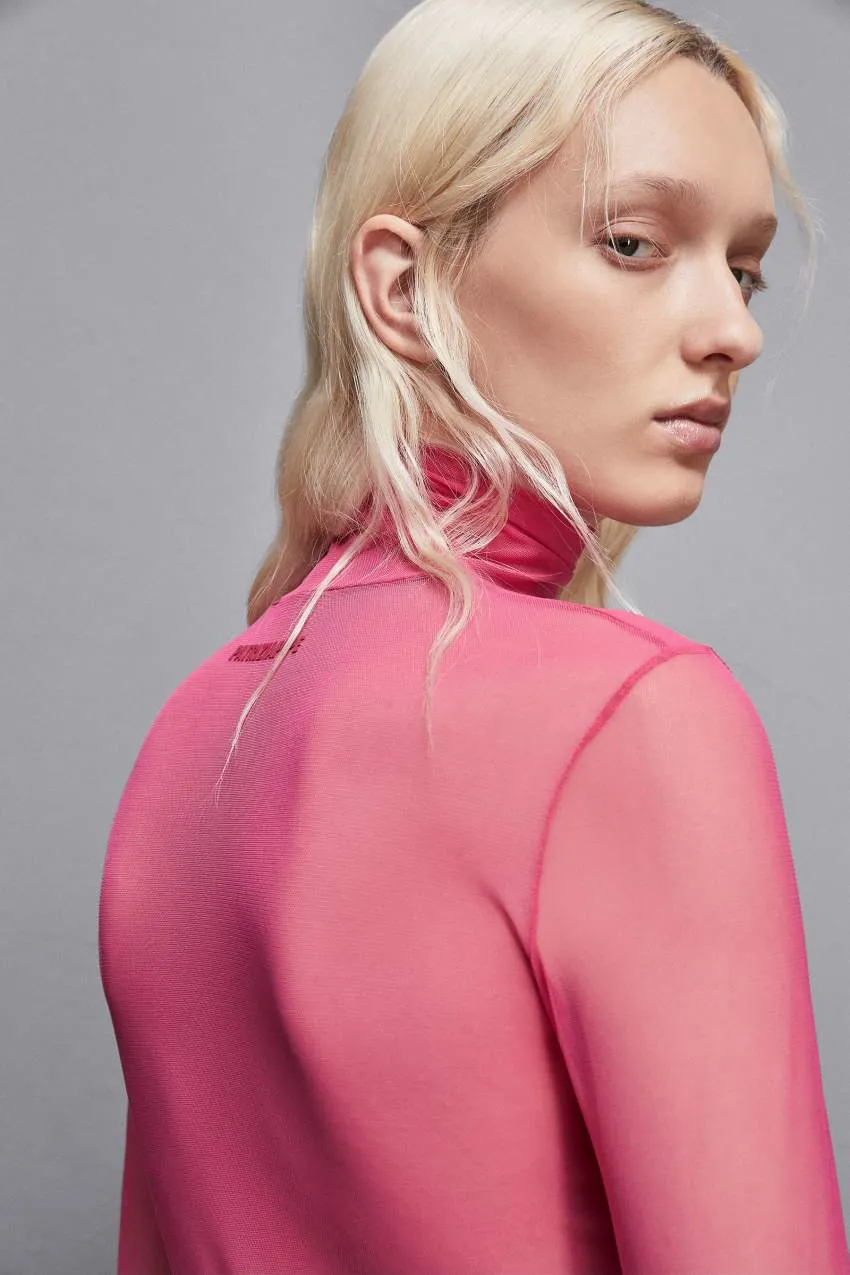 Rollkragenpullover aus Stretch-Tüll