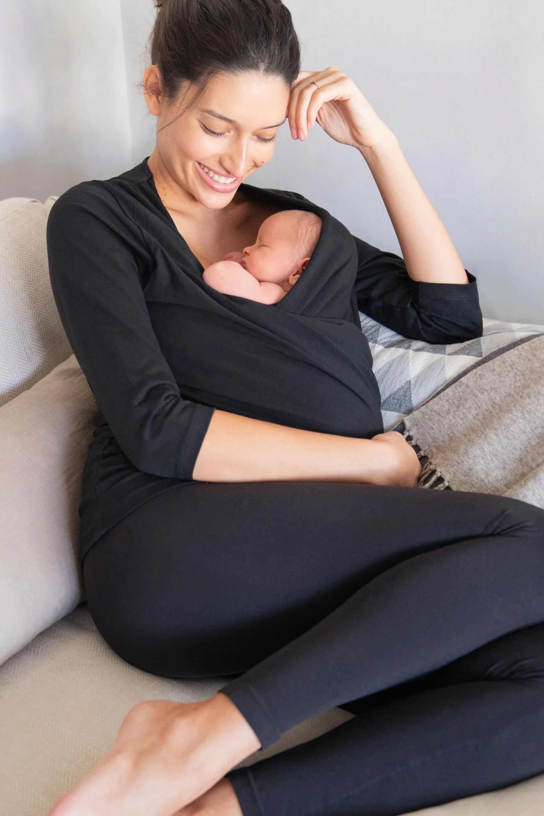 Seraphine Nero - Top premaman con scritta 