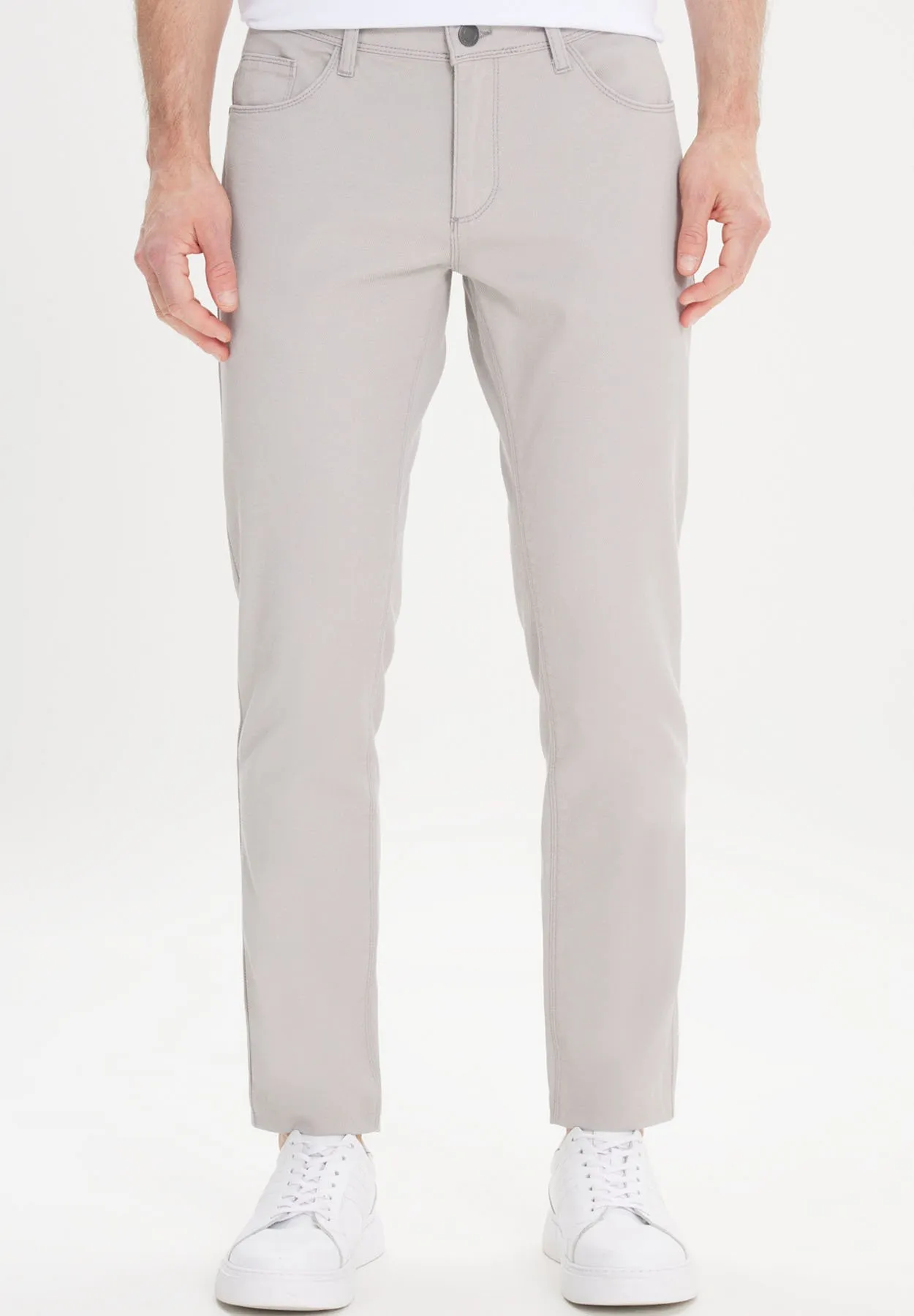 SLIM FIT DOBBY  - Pantaloni