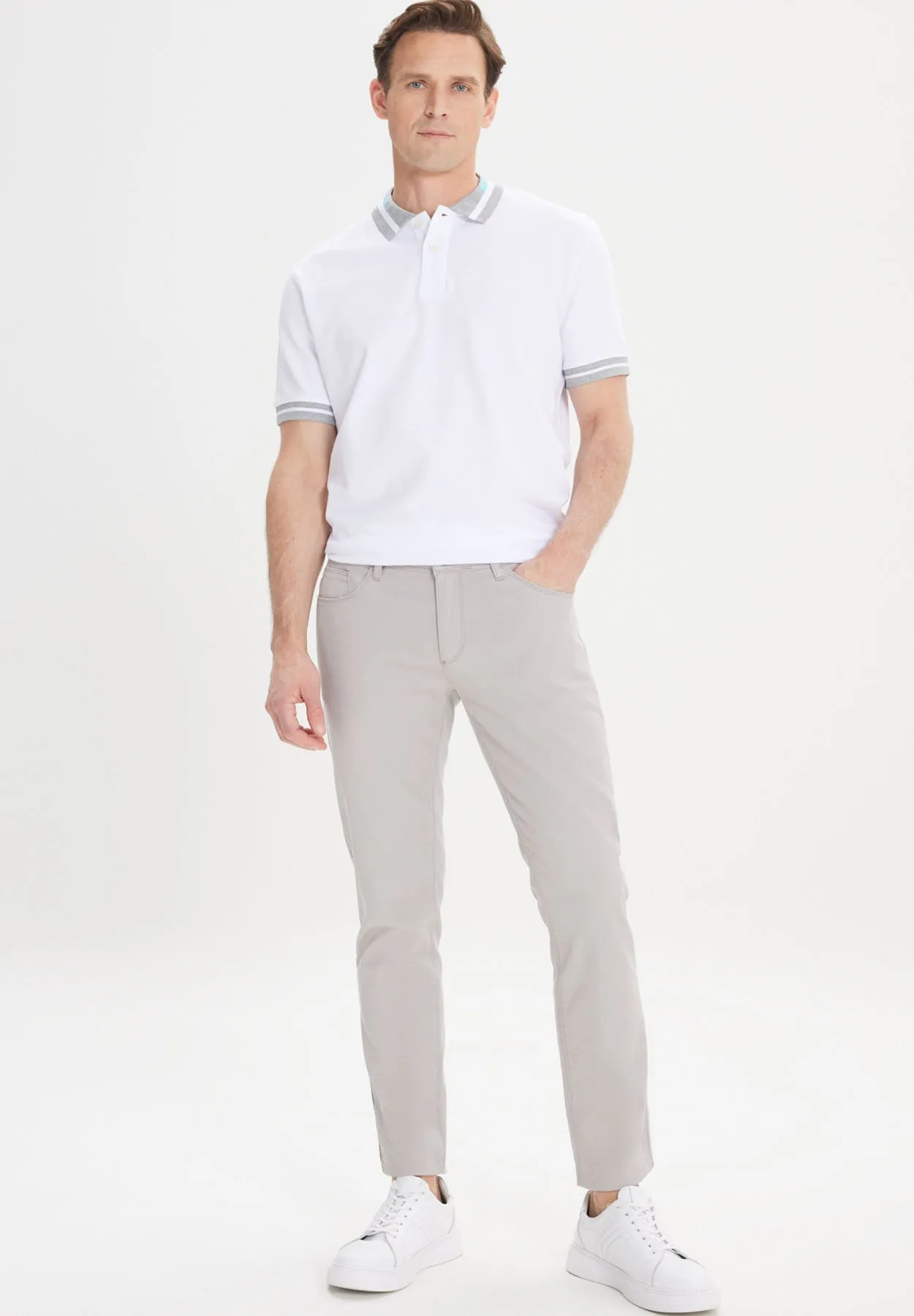 SLIM FIT DOBBY  - Pantaloni