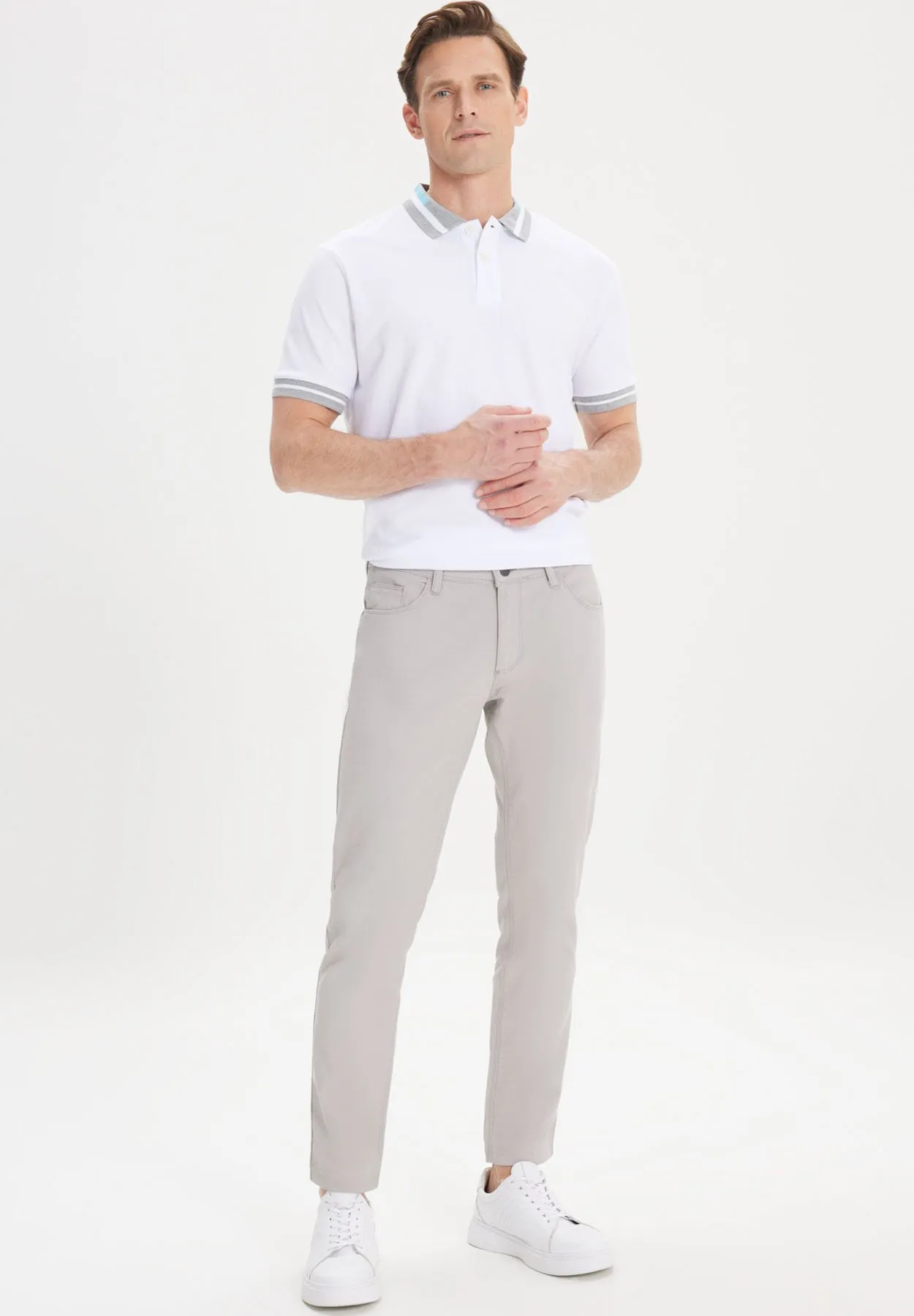SLIM FIT DOBBY  - Pantaloni