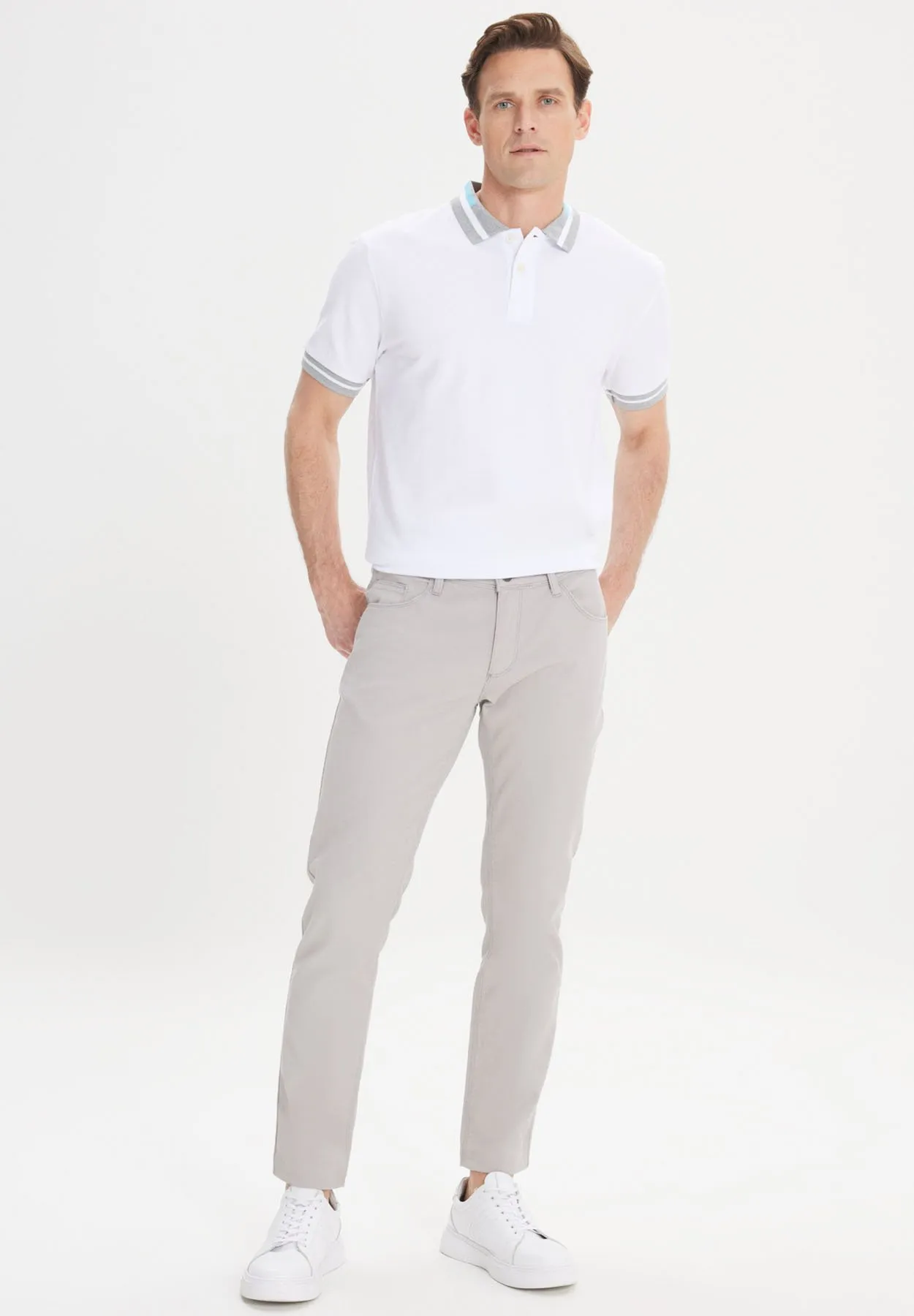 SLIM FIT DOBBY  - Pantaloni