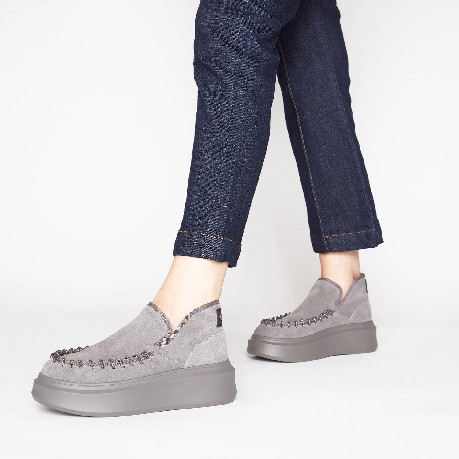     STIVALETTO BERGEN IN PELLE CON GLITTER COLORE GRIGIO SCURO  