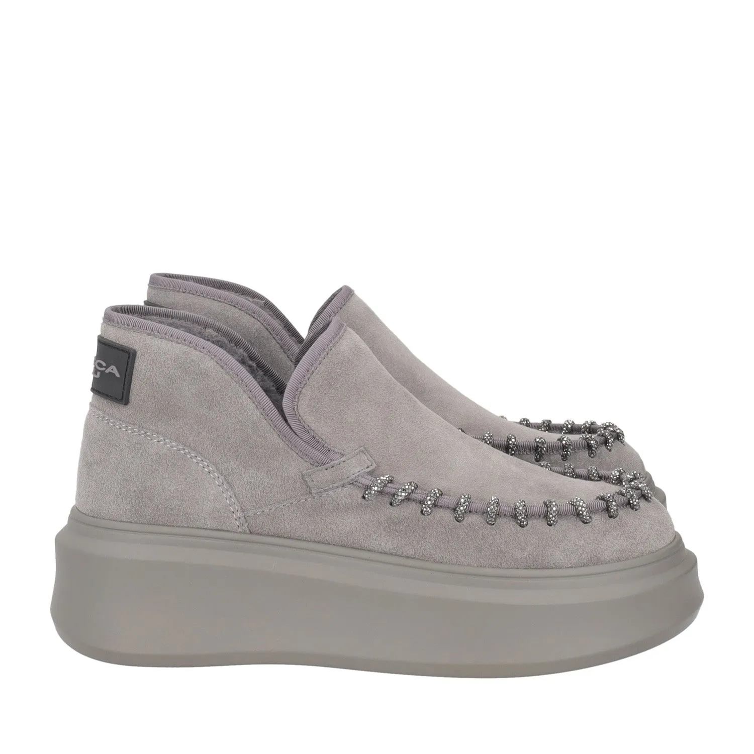     STIVALETTO BERGEN IN PELLE CON GLITTER COLORE GRIGIO SCURO  