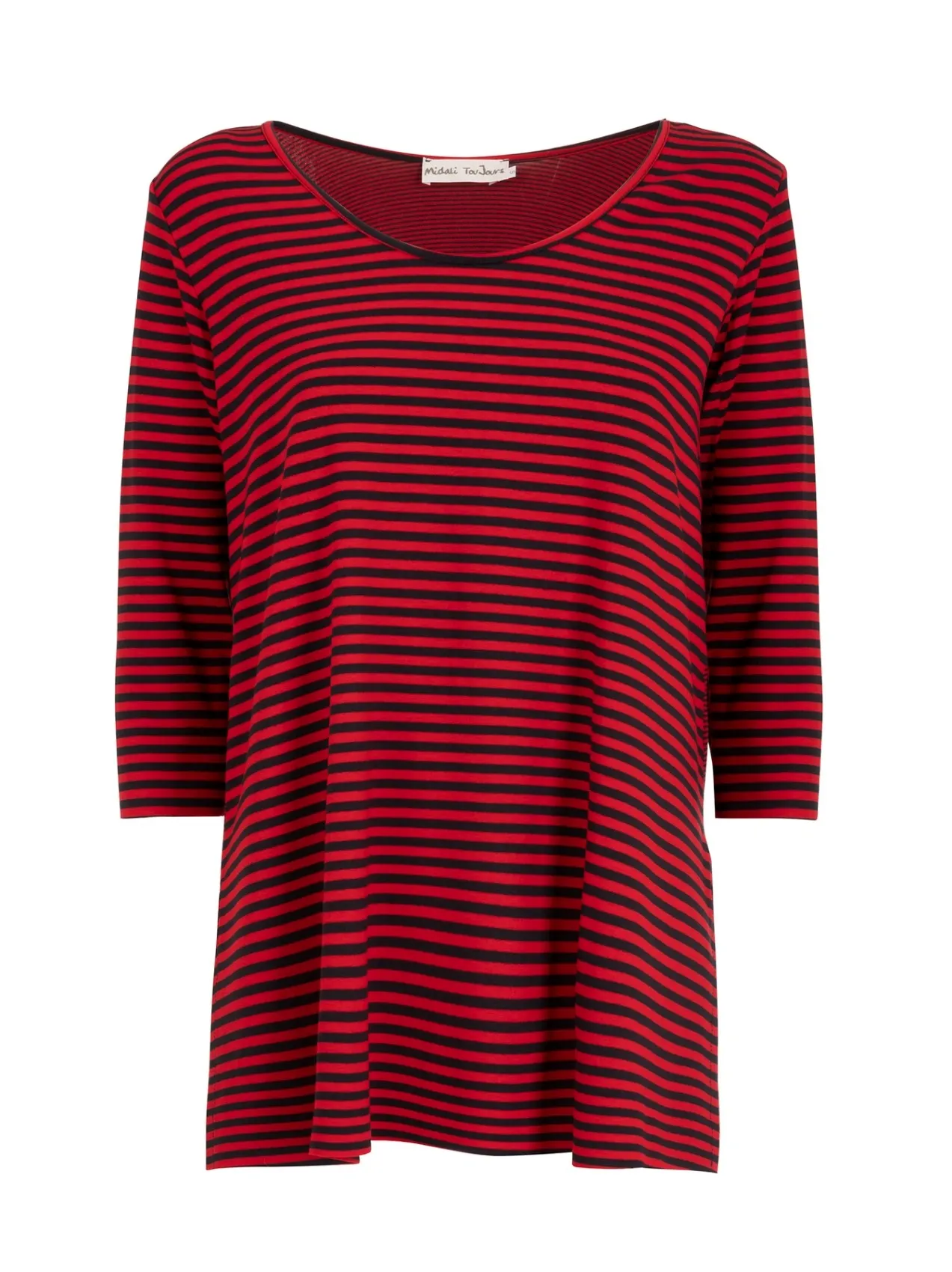 T-shirt lunga a righe irregolari