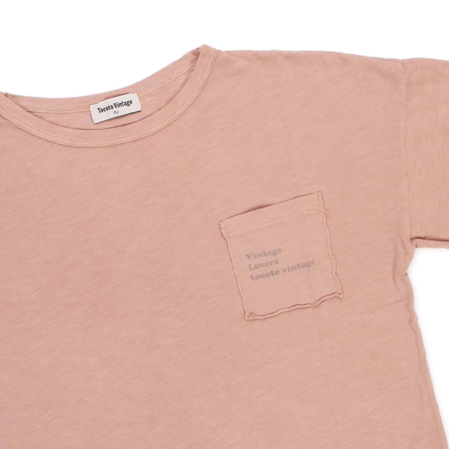 T-Shirt Rosa Cipria Con Taschino Bambina E Teen