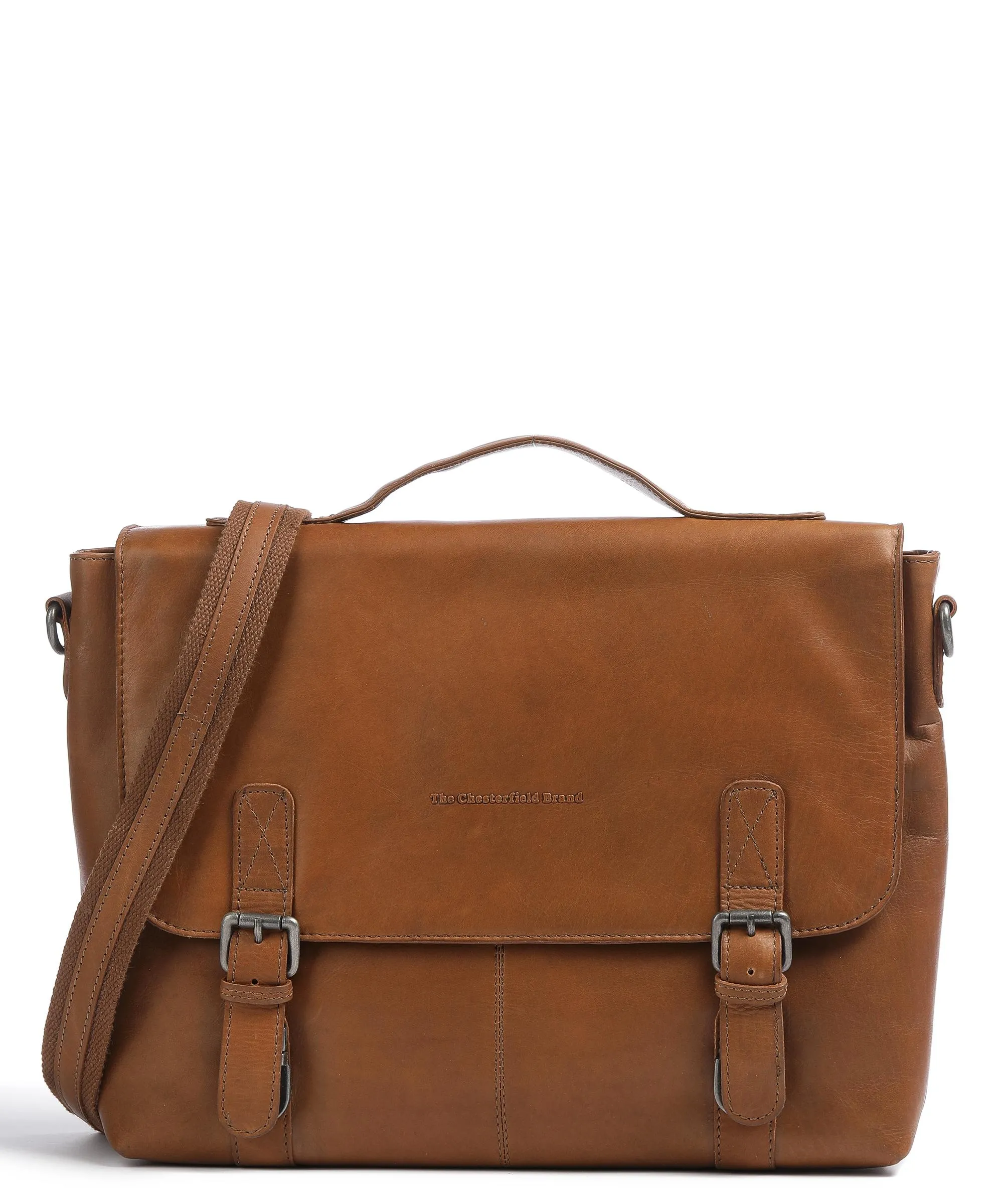  The Chesterfield Brand Jules Cartella 12″ pelle di vacchetta pull-up cognac  